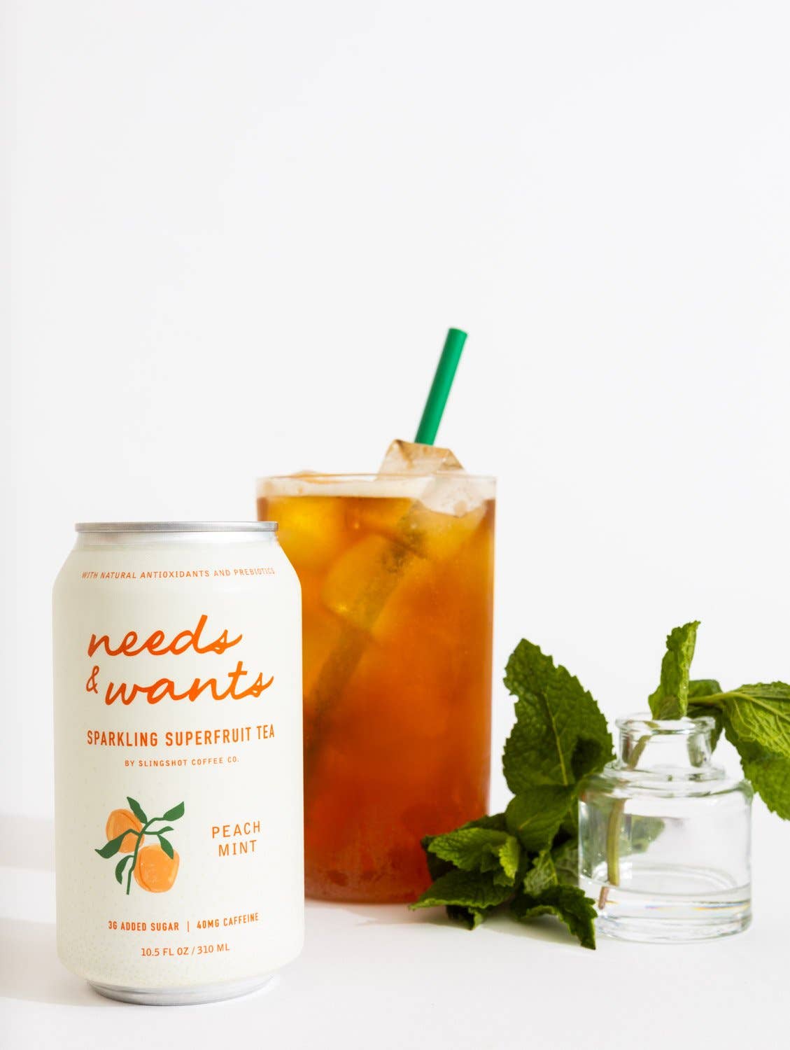 Slingshot Needs & Wants Sparkling Peach Mint Superfruit Tea