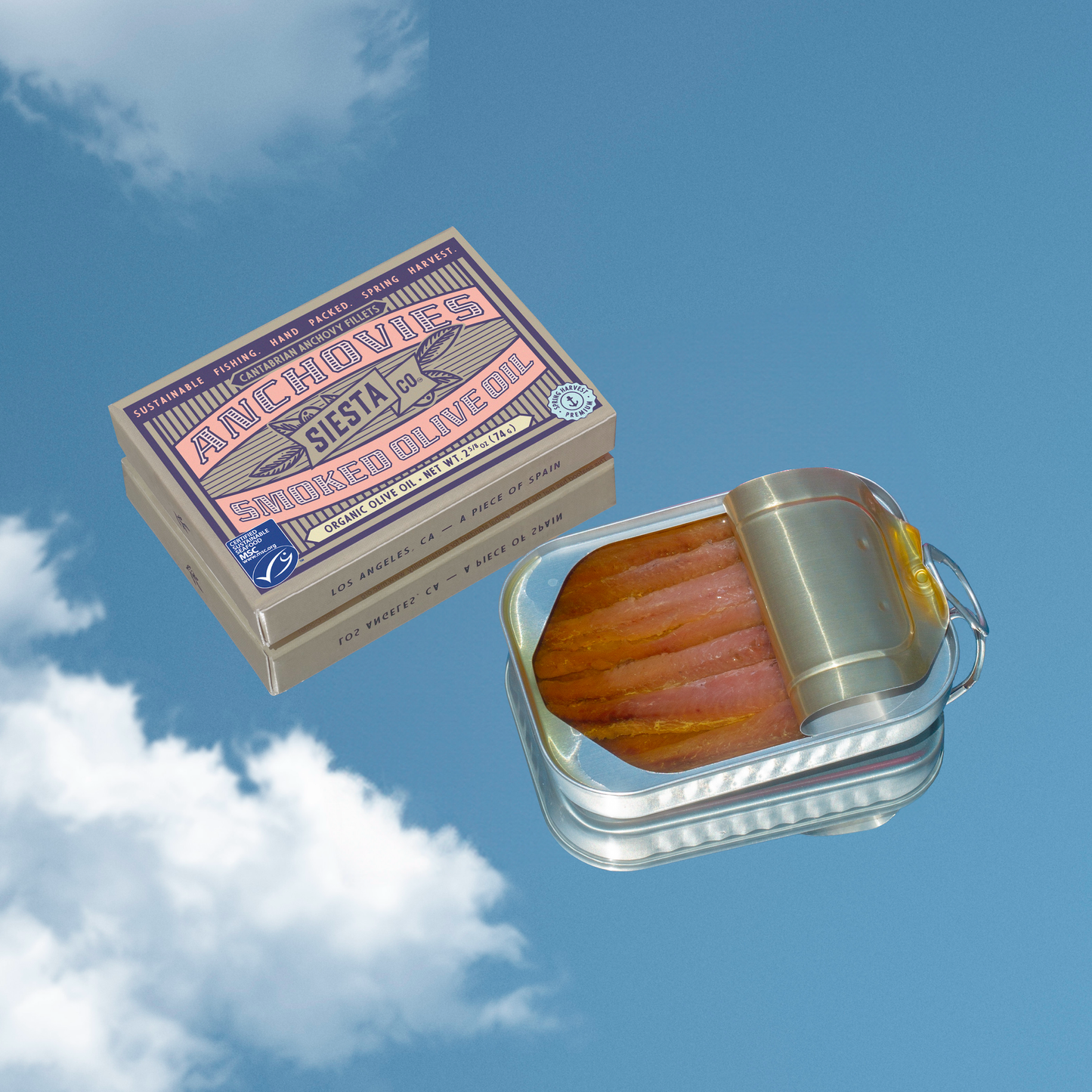 Siesta Co. Cantabrian Anchovies in Smoked Organic Extra Virgin Olive Oil