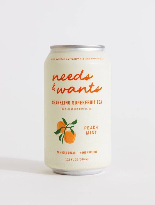 Slingshot Needs & Wants Sparkling Peach Mint Superfruit Tea